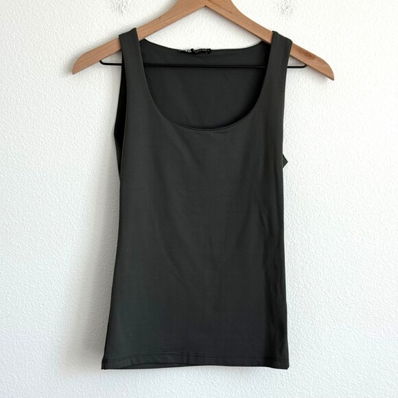 Zara Forest Green Scoop Neck Tank Essential Minimalist Basic Summer Essential S - Picture 2 of 6